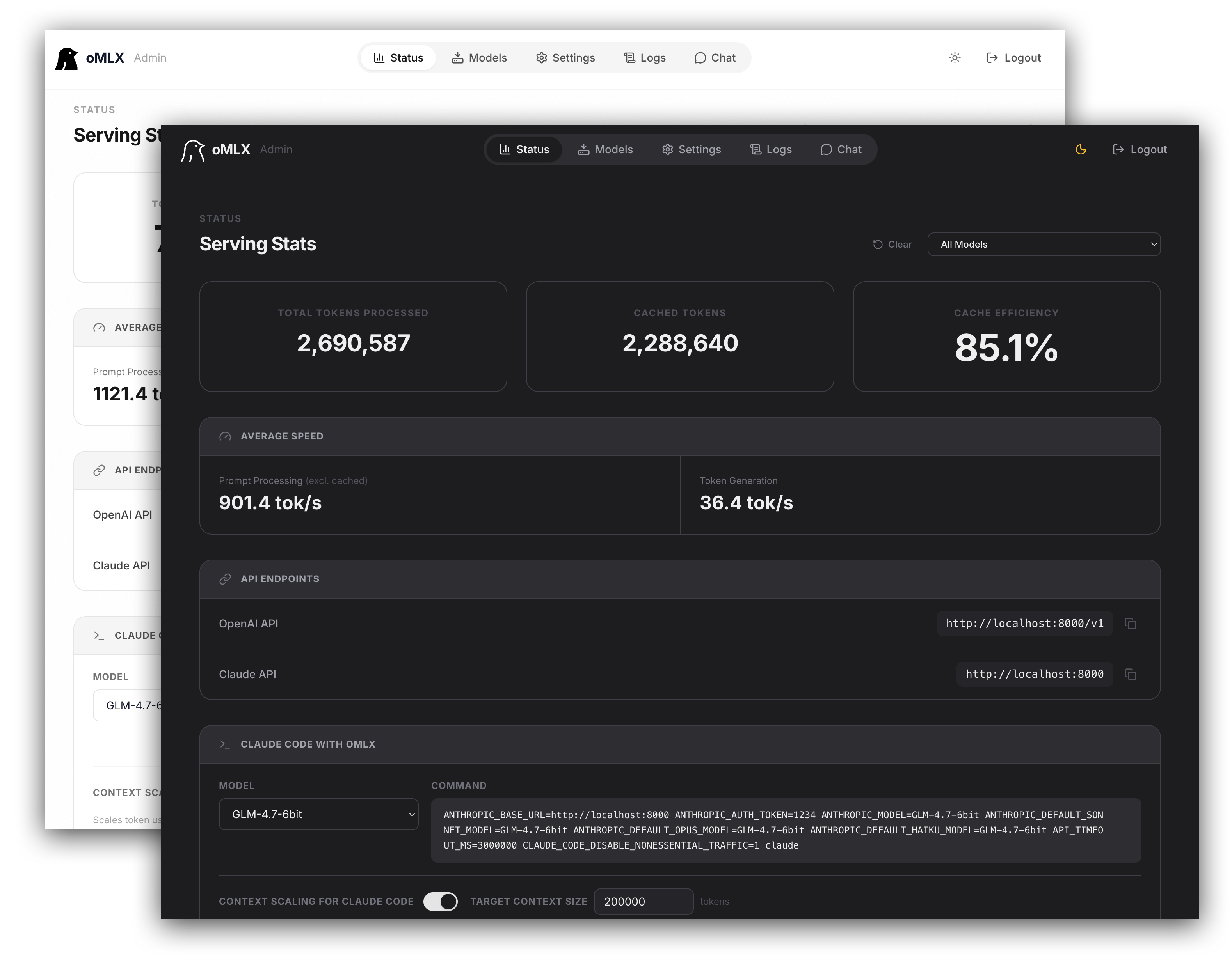 oMLX Admin Dashboard 管理面板